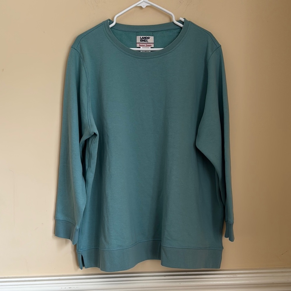 NWT Lands' End Serious Sweats Crew Neck Sweatshirt in Teal Size 2X 20W-22W
